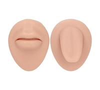 Ensemble de modèles de bouche et de langue en Silicone, Kit de pratique Flexible et réutilisable pour l'affichage des ongles et de la langue à lèvres, recherche iatrique (Couleur de peau moyenne)