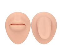 Ensemble de modèles de bouche et de langue en Silicone, Kit de pratique Flexible et réutilisable pour l'affichage des ongles et de la langue à lèvres, recherche iatrique (Peau claire)