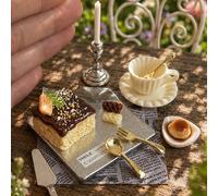 Ensemble de modèles de desserts à la bougie pour maison de poupée miniature, 1:12 Gâteau, Pudding au caramel, Tasse à thé et Bougeoir, Modèles miniatures, Avec mini vaisselle et plateau, Décoration de