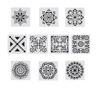Ensemble de modèles de dessin de fleurs multifonctionnels pour adultes et enfants - Pochoirs en PET - Différents motifs mandalas