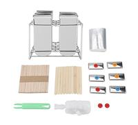 Ensemble de moisissures de crème glacée en acier inoxydable outil de cuisine réutilisable durable pour les pops à glace fait maison dessert 6 moules 50 bâtons 20 sacs argent (Plaque plate à tête