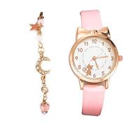 Ensemble de montres à quartz coréennes pour homme et femme, rose, One Size