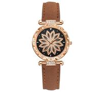 Ensemble de montres à quartz pour femme avec bracelet étoile et cadran 38 mm, café, taille unique