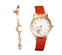Ensemble de montres tendance et décontractées pour femme avec bracelet à quartz coréen avec lumière, Rouge, One Size