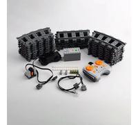 Ensemble de moteurs de train DIY, récepteur IR, boîtier de pile AAA, bande LED, rails compatibles avec les trains de ville PF MOC Blocks 10 pièces courbées