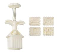 Ensemble de moulage de gâteaux à presser à la main avec 4 motifs uniques de 25/50 g pour gâteaux et fondants pour travaux manuels, pâtisseries et desserts aux haricots verts