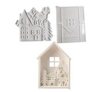 Ensemble de moulage multifonction pour maison de renne de Noël avec silicone robuste et option de gypse pour les artistes et les fêtes de Noël
