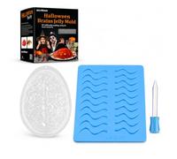 Ensemble de Moule de Cerveau d'halloween, 2 Moules à Gelée de Cerveau et Moules à ver Gommeux en Silicone pour Halloween ou fêtes sur le Thème des Pirates