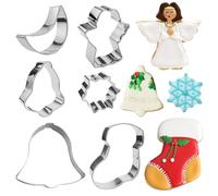 Ensemble de moules à biscuits de Noël, moule à biscuits - Kit moule à biscuits ange 6 pièces, moule à biscuits en forme de Noël pour sandwichs, pains, biscuits, fromages, muffins