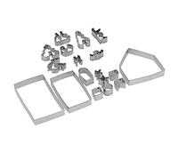 Ensemble de moules à biscuits en acier inoxydable, 18 pièces, Kit d'outils de cuisson pour bricolage, maison en pain d'épices, décorations de noël, argent, matériau sûr de qualité