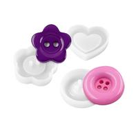 Ensemble de moules à boutons flexibles en Silicone, avec formes de cœur et de fleurs, pour accessoires en résine faits à la main, moule à boutons décoratifs