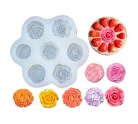 Ensemble de moules à fleurs en silicone de pivoine rose, bougies parfumées 3D et moules pour décoration de gâteaux, petites fleurs | Convient pour gelée, chocolat, mousse, p