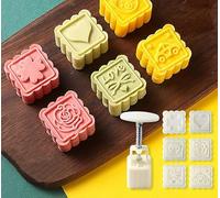 Ensemble de moules à gâteaux de lune, Ensemble de moules à fondant Mooncake, tampons à biscuits en forme de fleur 3D, 4/6/8 pièces, outil de cuisson DIY, blanc, 50 g(F)