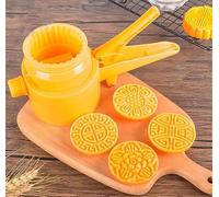 Ensemble de moules à gâteaux de lune, Moule à gâteau de lune orange avec tampons à biscuits en forme de fleur for la cuisson de gâteaux DIY, poids multiples(100g 4Pcs)