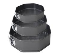Ensemble de moules à pâtisserie - Moule à charnière octogonal 28 x 28 x 7 cm en acier au carbone durable | Kit de cuisson de gâteaux antiadhésifs, 3 pièces, pour cheesecake, Mousse, lasagne, biscuits,