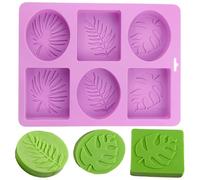 Ensemble de moules à savon faits maison - Moule rectangulaire et ovale en silicone pour savon MHomemadolds, feuilles de palmier, moule à 6 cavités carrées antiadhésives pour savons artisanaux | Moule