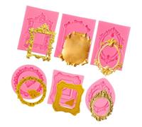 Ensemble de moules de décoration pour fondant chocolat, formes de cadre en silicone orné, 6 pièces pour accents de dessert, embellissement en argile, conception réutilisable, finition lavable,