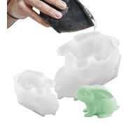 Ensemble de moules de printemps en forme de lapin - Plateau en silicone pour bougie de lapin - Moule de 3D - Démoulage facile - Revêtement antiadhésif flexible - Système de moulage de