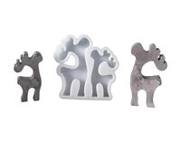 Ensemble De Moules D'élan Réutilisables Double Moule De Noël En Silicone Flexible Pour La Décoration De La Maison De Festival En Résine Époxy Moule Double En Forme De Noël