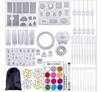 Ensemble De Moules En Résine Avec 16 Moules, Épingles À ?Il, Compte-Gouttes, Perceuse Et Outils Pour Bijoux Et Artisanat