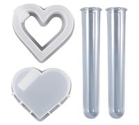 Ensemble de moules en résine en forme de cœur, 4 pièces, moule en Silicone pour Vase à fleurs avec tubes à essai pour le moulage ressort, décoration maison et projets d'artisanat DIY