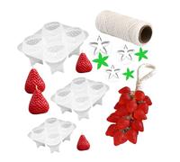 Ensemble de moules en Silicone 3D détaillés en forme de fraise, pour savon fait maison, avec moules à bougies à libération facile