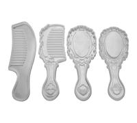 Ensemble de moules en silicone 4pcs, peigne à cheveux 3D Miroir de moules à résine époxy, moule cadre d'artisanat jet coulée bricolage, silicone en résine