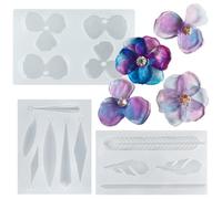 Ensemble de moules en silicone pour boucles d'oreilles en résine époxy - Géométrie, plume, pétale de fleur
