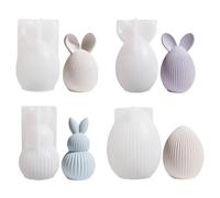 Ensemble de moules en silicone pour fabrication de bougies en forme de coquille d'œuf de lapin pour moulage de savon en résine pour cadeaux, décoration d'intérieur