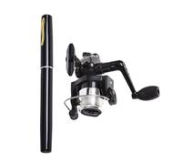 Ensemble de moulinet de canne à pêche en forme de stylo - Petit stylo de poche télescopique en aluminium avec moulinet - Accessoires de pêche télescopiques