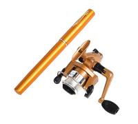 Ensemble de moulinet de canne à pêche en forme de stylo - Petit stylo de poche télescopique en aluminium avec moulinet - Accessoires de pêche télescopiques