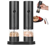 Ensemble de moulins à poivre et sel automatique | Moulin à poivre et sel avec lumière LED - Moulin à poivre automatique - Moulin à poivre automatique - Moulin à poivre réglable pour cuisine barbecue