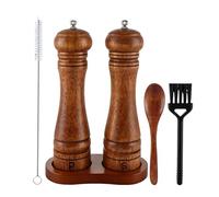 Ensemble de moulins à sel et à poivre - Rechargeable de vingt-deux centimètres avec cuillère et deux brosses de nettoyage - Set de moulin à sel et poivre - Pour cuisine intérieure et extérieure
