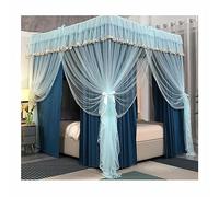 Ensemble de moustiquaire à baldaquin de lit Double Bleu pour Twin Queen King, Printemps été Automne Hiver Rideau de lit de décoration de Chambre à Coucher (Taille : 180X220X195CM)