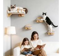 Ensemble de Mur d'escalade pour Chats 4 pièces Set de mobiliers muraux pour Chats Comprenant des éléments d'escalade, Un Arbre à Chat Mural Un Catwalk des reposoirs muraux et des étagères