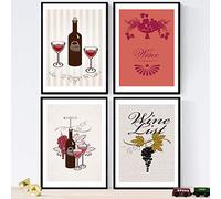 Ensemble de nacnique de feuilles de vin. Affiches de vin et de cave. Vin vintage 2. Taille A3 avec cadre