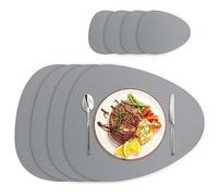 Ensemble de napperons en Cuir PU, Tapis de Table à Manger, lavables, faciles à Nettoyer, résistants aux Taches, résistants à la Chaleur, imperméables(Gray,4xPlacemat 4xCoaster)