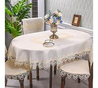 Ensemble de nappes ovales en satin brodé élégant et housses de chaise en dentelle - Décoration de table à manger européenne anti-poussière et élégante (couleur : A taille : 1 housse de chaise 45)