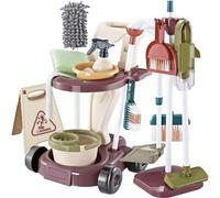 Ensemble De Nettoyage Avec Chariot Pour Enfants Balai Mop Aspirateur 18pezzi Jeu