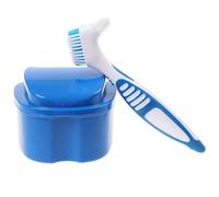 Ensemble de nettoyage de prothèse, étui nettoyage prothèse avec pinceau, boîtier la retenue Faux Boîtes rangement dents pour les voyages et utilisation quotidienne, voyage