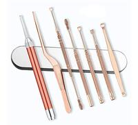 Ensemble de nettoyage du conduit auditif 7 pièces, ensemble d'outils de nettoyage de cérumen, ensemble de cuillères à oreille en acier inoxydable, ensemble de retrait de cérumen portable ensemble