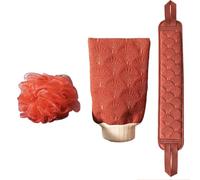 Ensemble de nettoyage du dos - Ensemble de gants de bain pour nettoyer le dos 3X | Appareil de bain pour nettoyage en profondeur de la peau, ensemble de gommage corporel