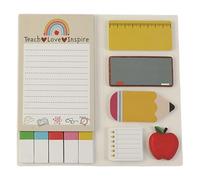 Ensemble de notes autocollantes, bloc-notes coloré auto-adhésif de dessin animé mignon, paquet varié pour enseignant bureau et d'école