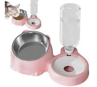 Ensemble de nourriture et de bol d'eau pour chat | Assiettes d'alimentation inclinées pour chiots - Distributeur d'eau et bol en acier inoxydable pour chien et gaz
