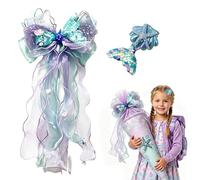 Ensemble de nœuds pour sac d'école sirène - 40 x 20 cm - Avec queue de poisson à paillettes - Décoration de rentrée scolaire avec ruban cadeau, nœud cadeau prêt à l'emploi pour fille et garçon