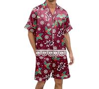 Ensemble de nuit décontracté pour homme pour une détente élégante avec manches courtes dans une finition de qualité supérieure pour toute l'année, Brique rouge., S