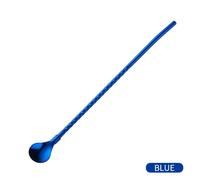 Ensemble De Pailles Colorées En Acier Inoxydable,Ensemble De Cuillères,Paille À Boire En Métal Coudé Réutilisable Avec Brosse De Nettoyage,Accessoires De Bar De Fête 4 Pièces/Lot - Type 4 Blue