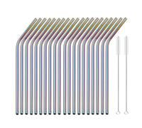 Ensemble de pailles en acier inoxydable Ensemble de pailles métalliques réutilisables, 6x215mm, 10 couleurs, accessoire Bar en acier inoxydable 304(Rainbow Bent)