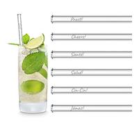 Ensemble de pailles en verre HALM Édition Internationale Prost en 6 langues différentes À votre santé Salud Cin-Cin Compatible lave-vaisselle Réutilisable