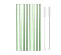 Ensemble de pailles en verre réutilisables Pailles à boire en verre multicolores for cocktails, smoothies, milkshakes(8pcs Green Straight)
